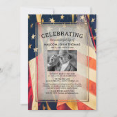 生命のお祝い愛国国旗の写真 招待状 (正面)