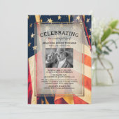 生命のお祝い愛国国旗の写真 招待状 (スタンド正面)