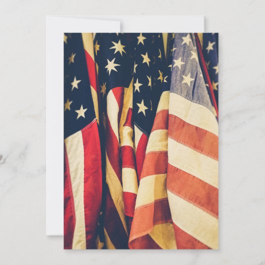 生命のお祝い愛国国旗の写真 招待状 (裏面)