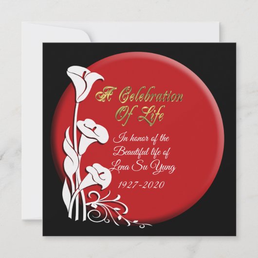 生命のお祝い招待状アジアンリリー 招待状 (正面)