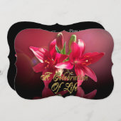 生命のお祝い招待状アジアンリリー 招待状 (正面/裏面)