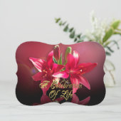 生命のお祝い招待状アジアンリリー 招待状 (スタンド正面)