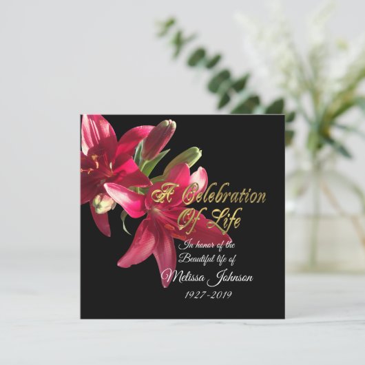 生命のお祝い招待状アジアンリリー 招待状 (スタンド正面)