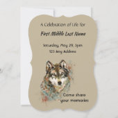 生命のお祝い招待状水色オオカミ動物 招待状 (裏面)