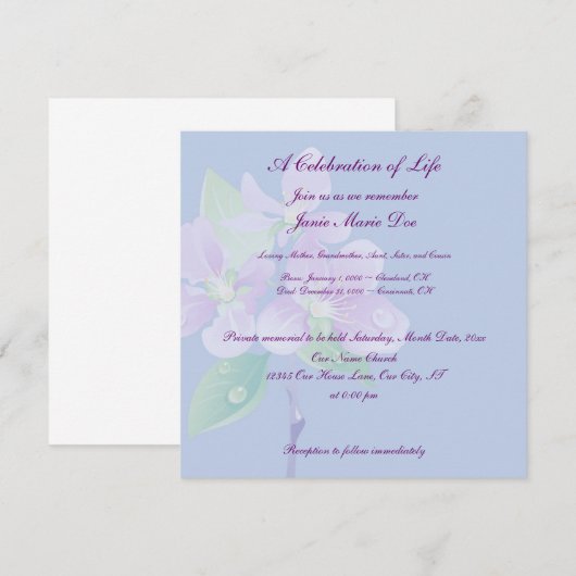 生命のお祝い 招待状 (正面/裏面)