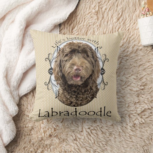 生命のよりよいLabradoodleの枕 クッション (ブランケット)