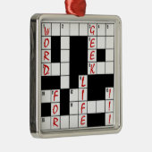 生命のクロスワード・パズルの単語のギーク メタルオーナメント (右)