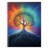 生命のツリー超現実的なレインボーアート ノートブック (正面)