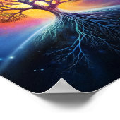 生命のツリー超現実的なレインボーアート ポスター (角)