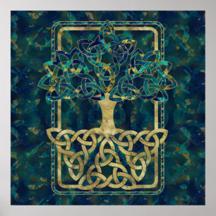 生命のツリー – Yggdrasilトリケトラ記号 ポスター