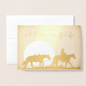 生命のパーソナライズなカウボーイのお祝い 箔カード (封筒付き正面)