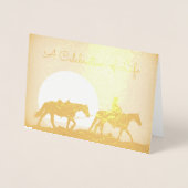 生命のパーソナライズなカウボーイのお祝い 箔カード (正面)