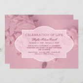 生命のピンクのバラのお祝い 招待状 (正面/裏面)