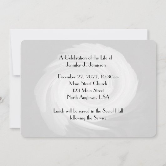 生命のピンクモダンの渦の淡い色のお祝い 招待状 (裏面)