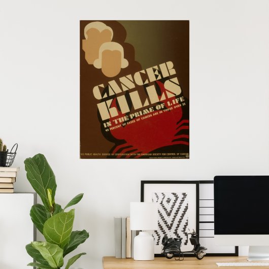生命のピークでの癌の死亡ヴィンテージWPA ポスター (ホームオフィス)