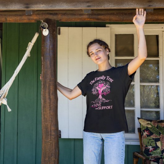 生命の乳がん認識度の渦状家族樹 Tシャツ