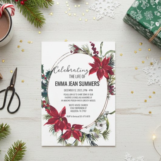 生命の冬の祭典　クリスマス　ポインセチア 招待状