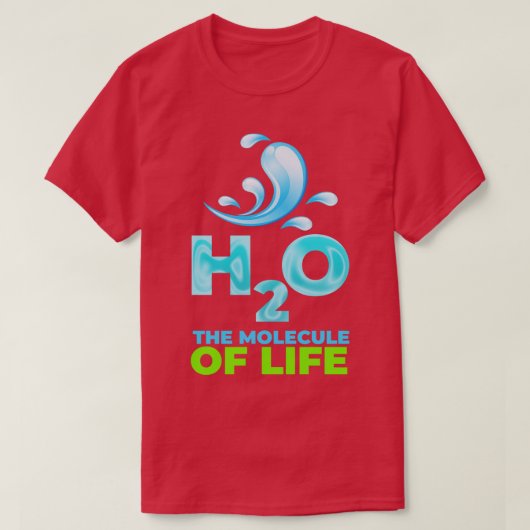 生命の分子H2O Tシャツ (デザイン正面)