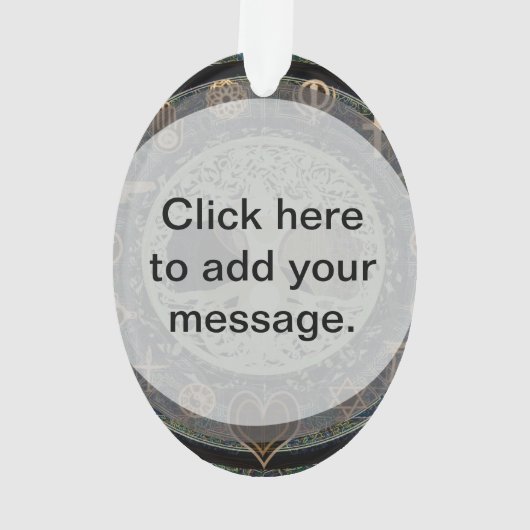 生命の平和な生きているレトロの陰陽w/Tree オーナメント (裏面)