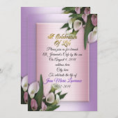 生命の招待状のお祝いのユリ 招待状 (正面/裏面)