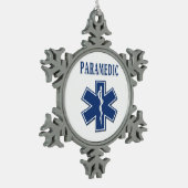 生命の救急医療隊員のブルースター スノーフレークピューターオーナメント (左)