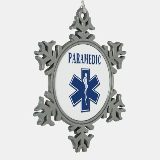 生命の救急医療隊員のブルースター スノーフレークピューターオーナメント (左)