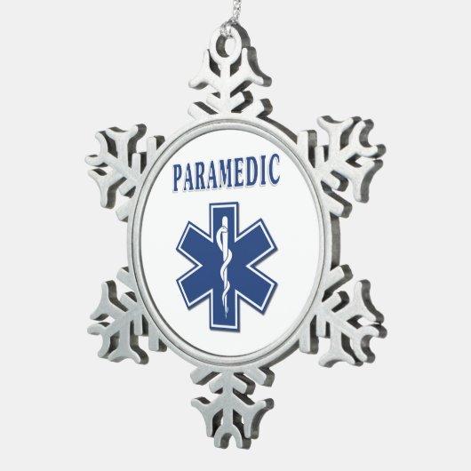 生命の救急医療隊員のブルースター スノーフレークピューターオーナメント (右)