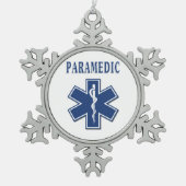 生命の救急医療隊員のブルースター スノーフレークピューターオーナメント (正面)