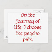 生命の旅行で私は精神分析道を選びます ポストカード (正面/裏面)
