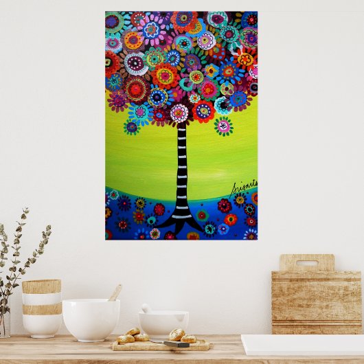 生命の木お洒落の絵画木 ポスター (キッチン)