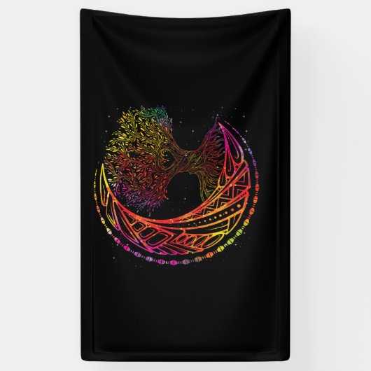 生命の木が創造された月相曼荼羅ヨガ 横断幕 (縦)