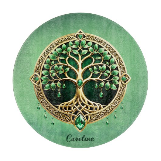 生命の木とケルト結び目模様。 カッティングボード (正面)