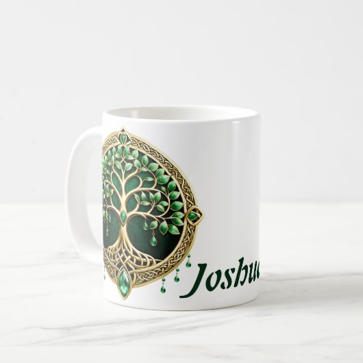 生命の木とケルト結び目模様。 コーヒーマグカップ (正面左)