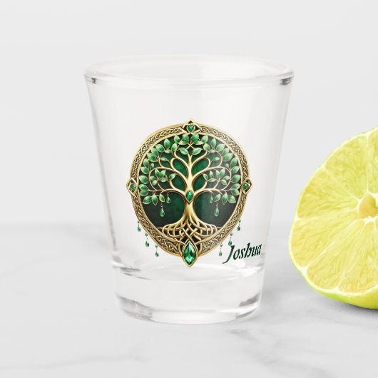 生命の木とケルト結び目模様。 ショットグラス (正面)