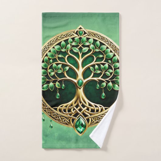 生命の木とケルト結び目模様。 バスタオルセット (ハンドタオル)