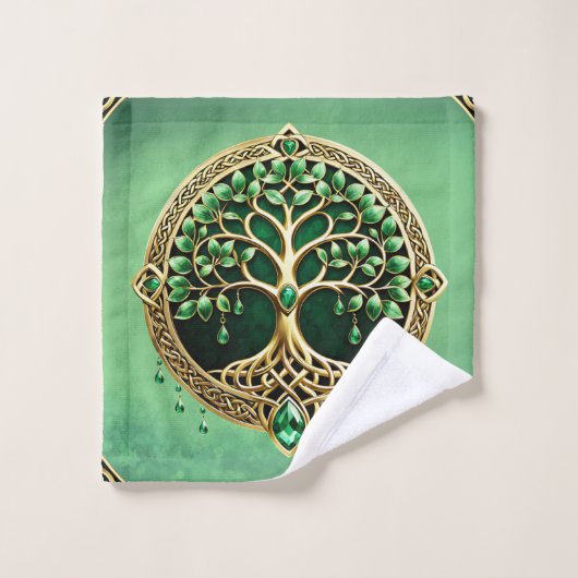 生命の木とケルト結び目模様。 バスタオルセット (ウォッシュタオル)