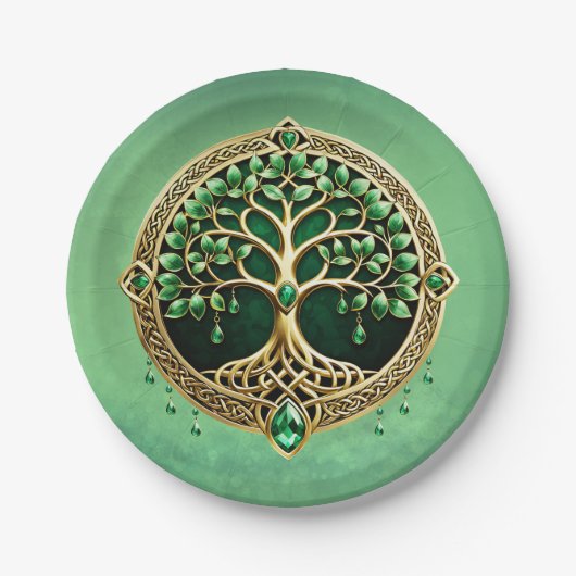 生命の木とケルト結び目模様。 ペーパープレート (正面)