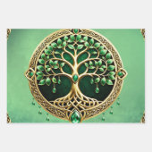 生命の木とケルト結び目模様。 ラッピングペーパーシート (正面)