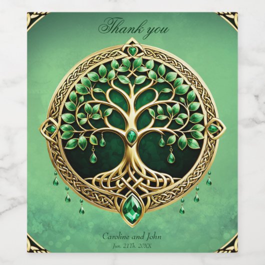 生命の木とケルト結び目模様。 ワインラベル (シングルラベル)