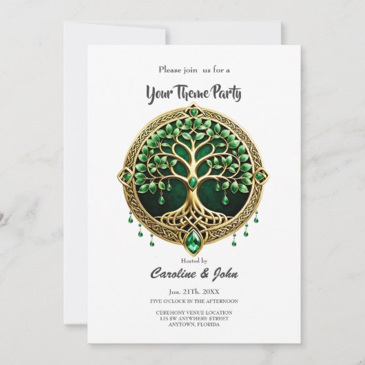 生命の木とケルト結び目模様。 招待状 (正面)
