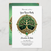 生命の木とケルト結び目模様。 招待状 (正面/裏面)