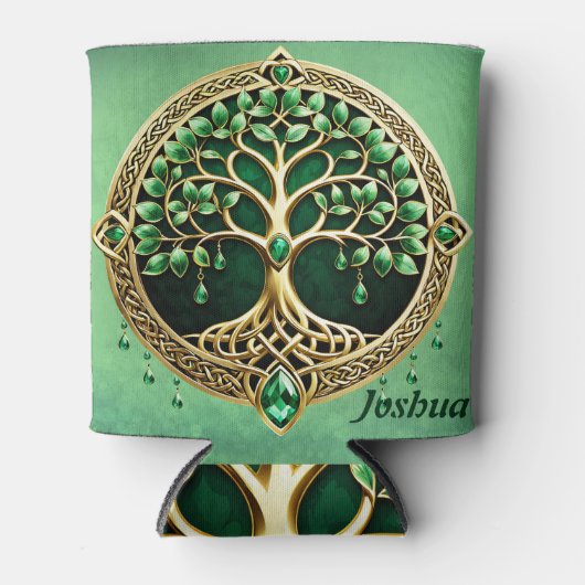 生命の木とケルト結び目模様。 缶クーラー (正面)