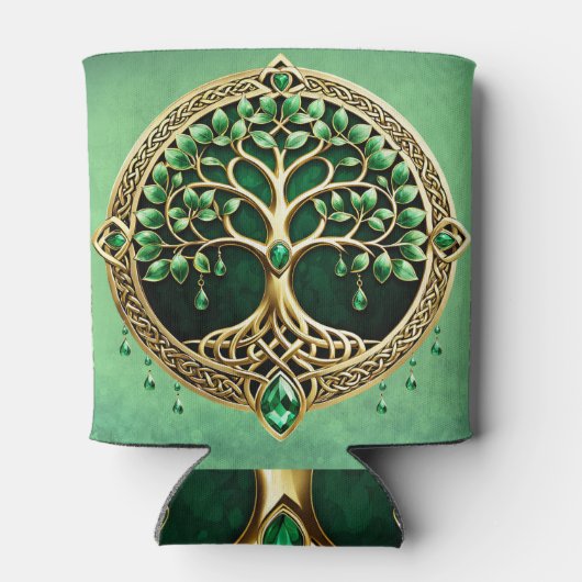 生命の木とケルト結び目模様。 缶クーラー (裏面)