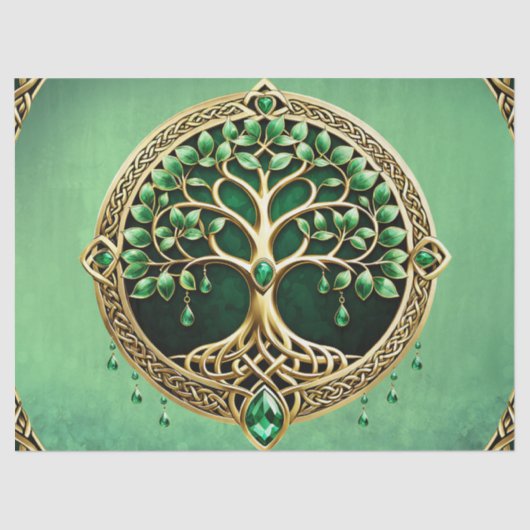 生命の木とケルト結び目模様。 薄葉紙 (正面)