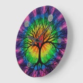 生命の木と虹の色 ラージ壁時計 (傾斜)