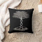 生命の木とDNA二重らせん鎖= クッション (ブランケット)