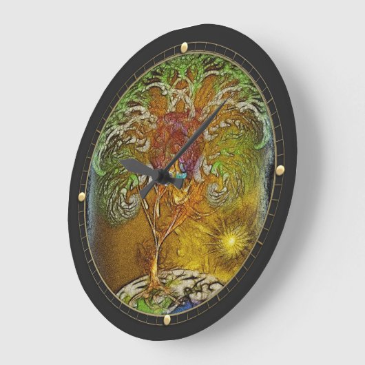 生命の木のアートワーク ラージ壁時計 (傾斜)