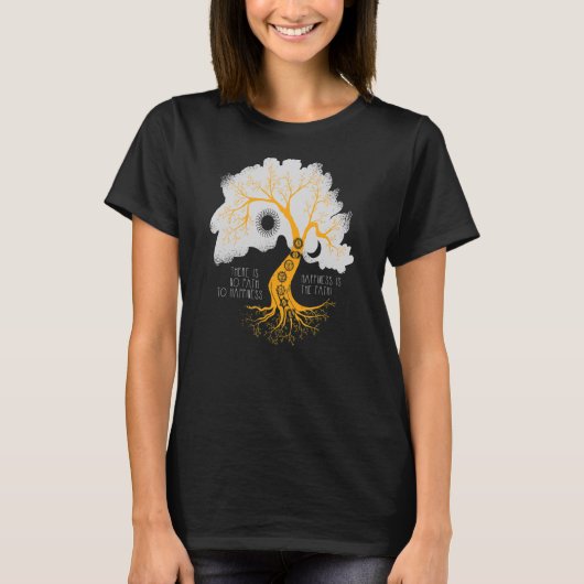 生命の木のチャクラシンボル幸せ Tシャツ (正面)