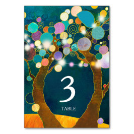 生命の木のティール（緑がかった色）結婚のテーブル番号 テーブルナンバー