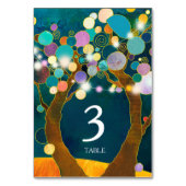 生命の木のティール（緑がかった色）結婚のテーブル番号 テーブルナンバー (裏面)